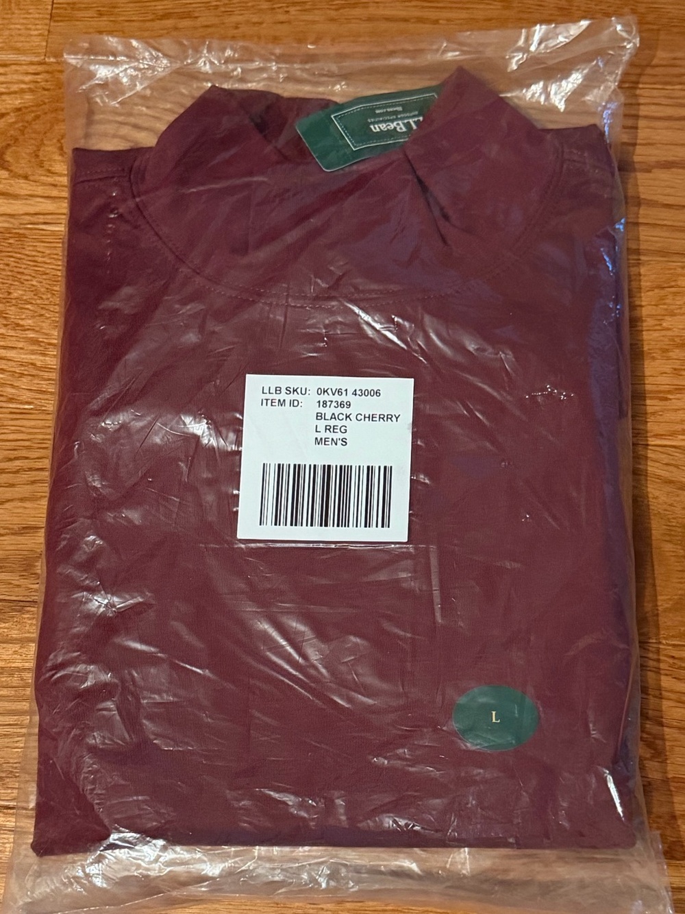 NWT LL Bean Shirt Mens Sz L Burgundy Long Sleeves Mock Neck Traditional Fit Tee